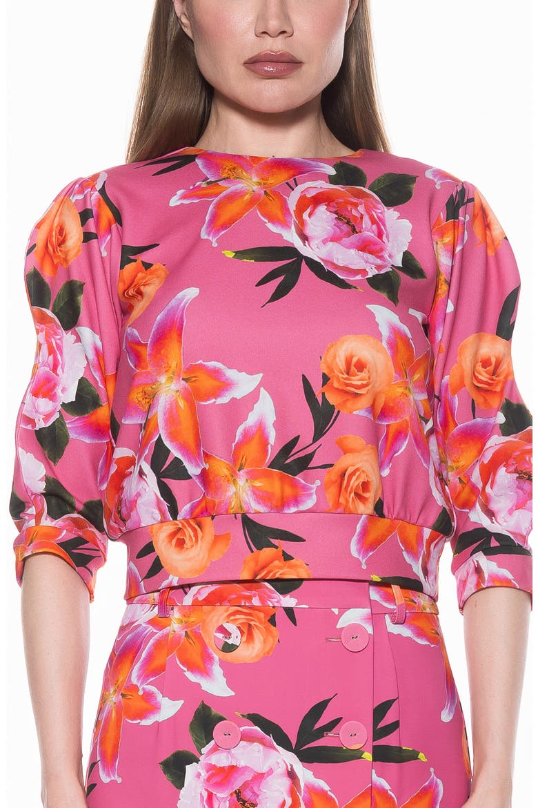 Bebe Three-Quarter Sleeve Sweatshirt, Main, color, PINK FLORAL