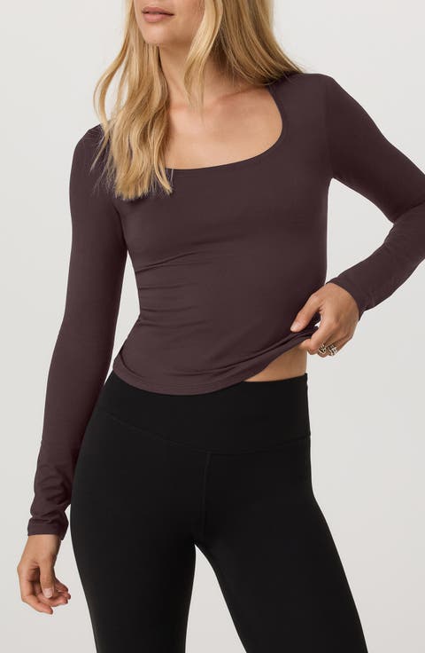 Long-Sleeve Halo Essential Scoop Top