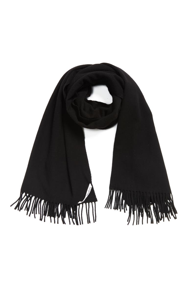 Fringed Wool Scarf, Alternate, color, BLACKDNU