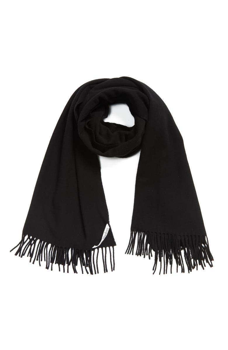 Acne Studios Fringed Wool Scarf, Alternate, color, 