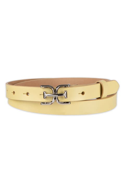 Double E Logo Slim Leather Belt