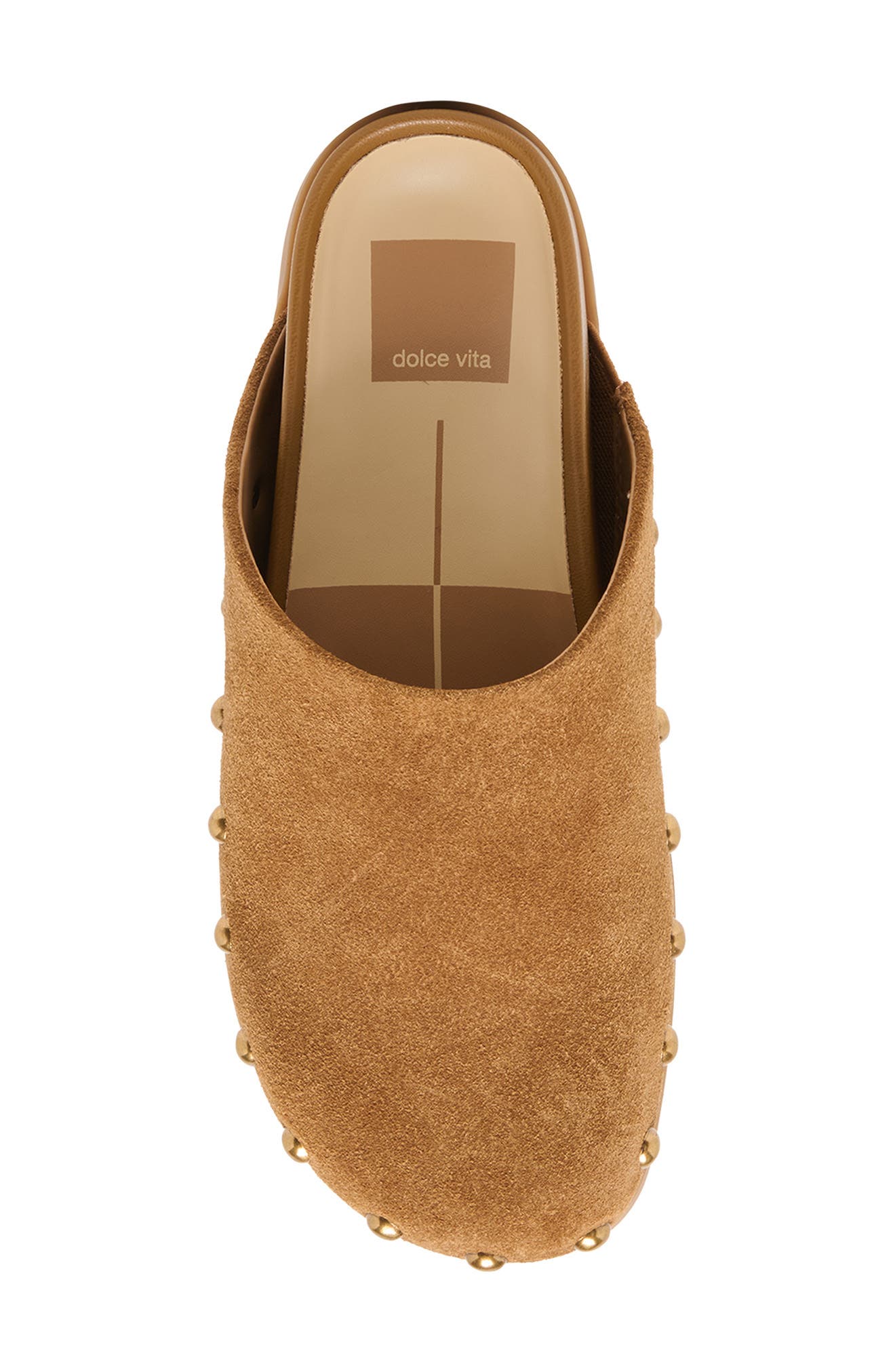 Joney Stud Flat Mule, Alternate, color, COGNAC SUEDE