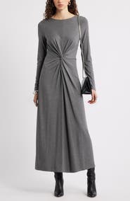 Nordstrom Twist Front Long Sleeve Jersey Maxi Dress