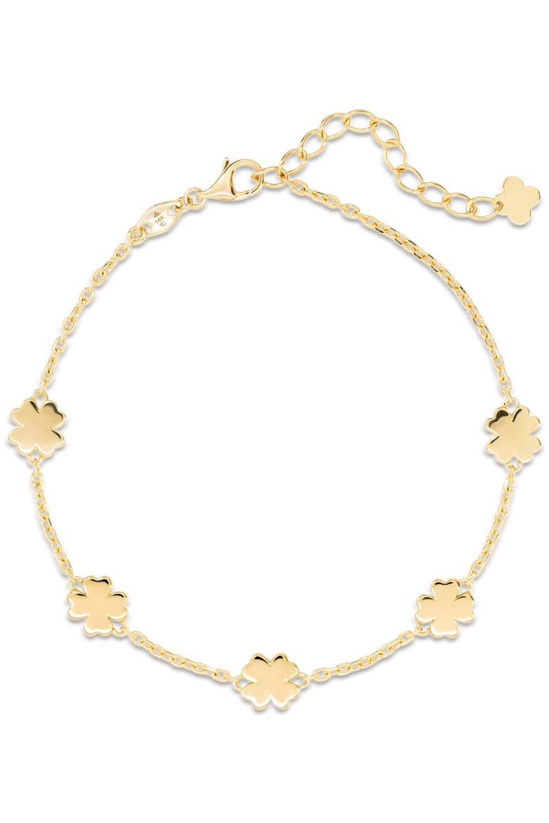Clover Heart Chain Bracelet in 14K Gold, Main, color, Yellow Gold