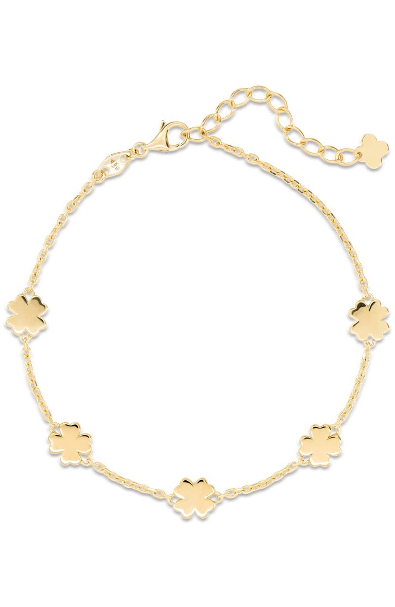 DEVATA Clover Heart Chain Bracelet in 14K Gold, Main, color, Yellow Gold