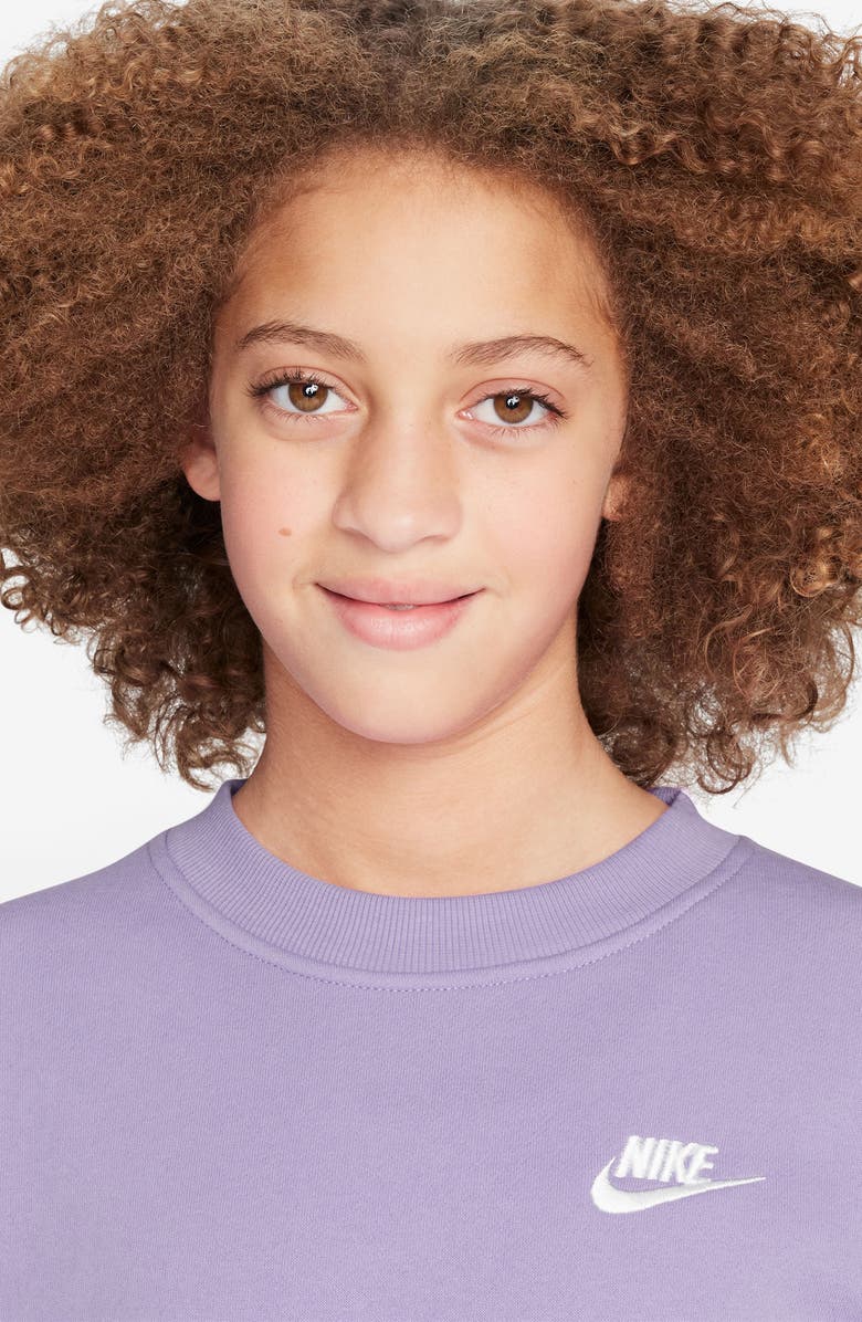 Nike Kids' Sportswear Club Fleece Sweatshirt, Alternate, color, Hydrangeas/ White