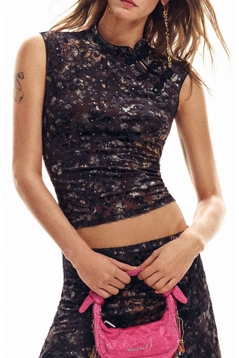 Sleeveless Mock Neck Top, Main, color, BLACK