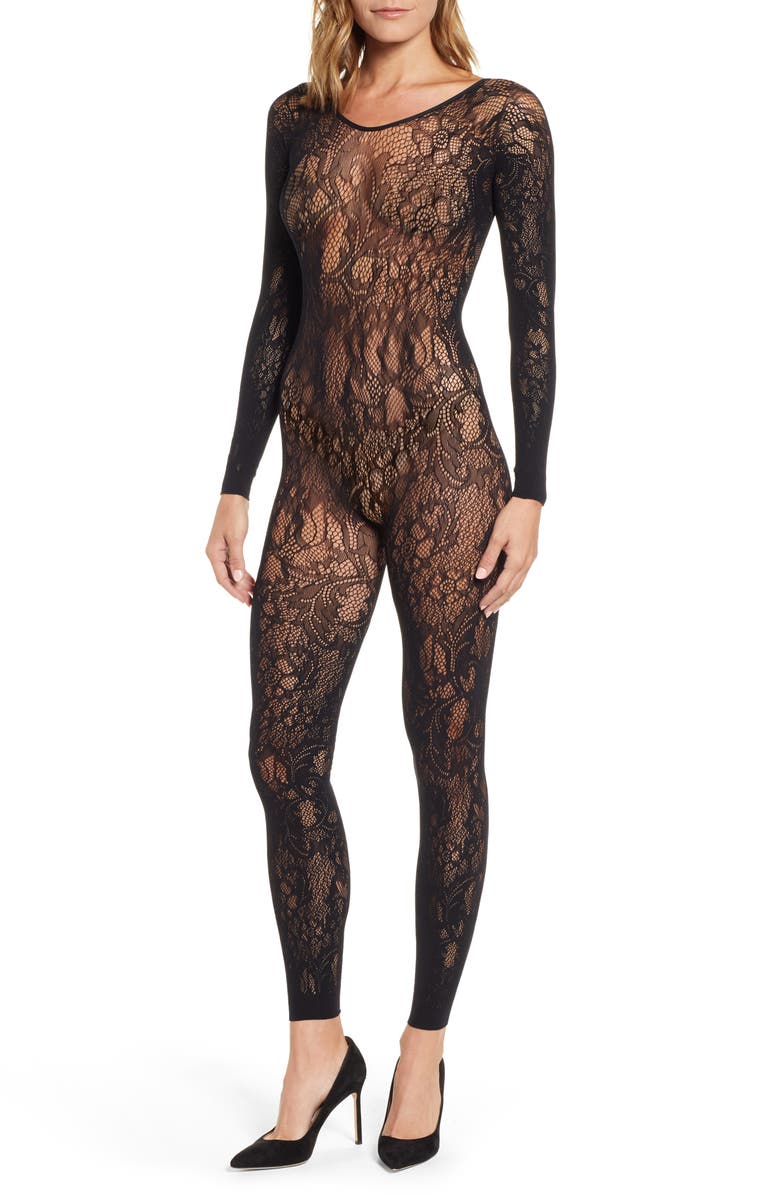 Natori Floral Romance Lace Catsuit, Main, color,