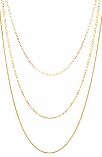 Tarnish Resistant 18K Gold Plate 3-Layer Connected Chain Necklace