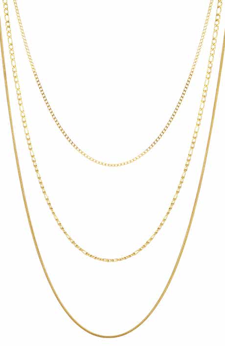 Tarnish Resistant 18K Gold Plate 3-Layer Connected Chain Necklace