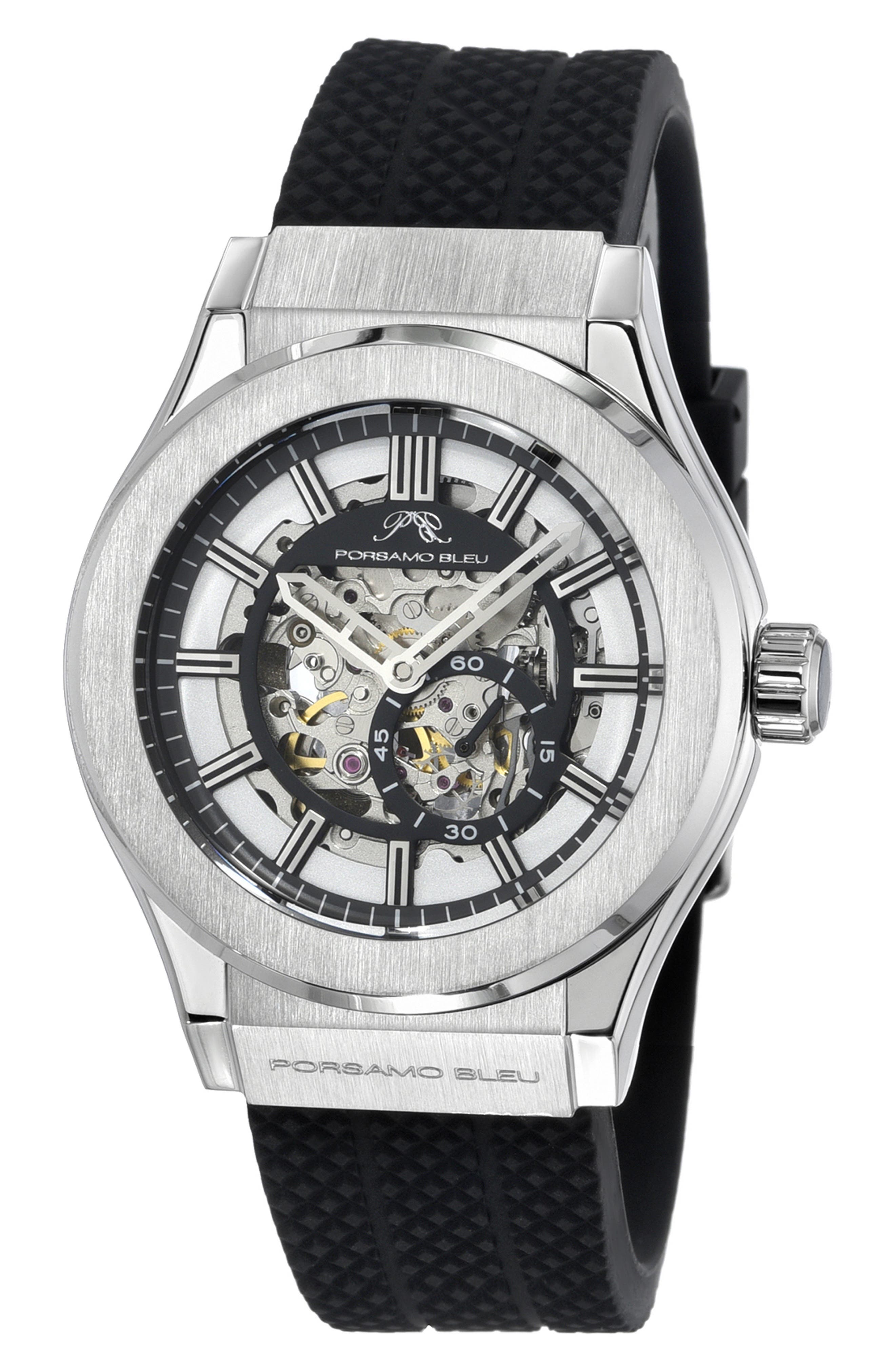 PORSAMO BLEU Cruz Silicone Strap Watch, 45mm