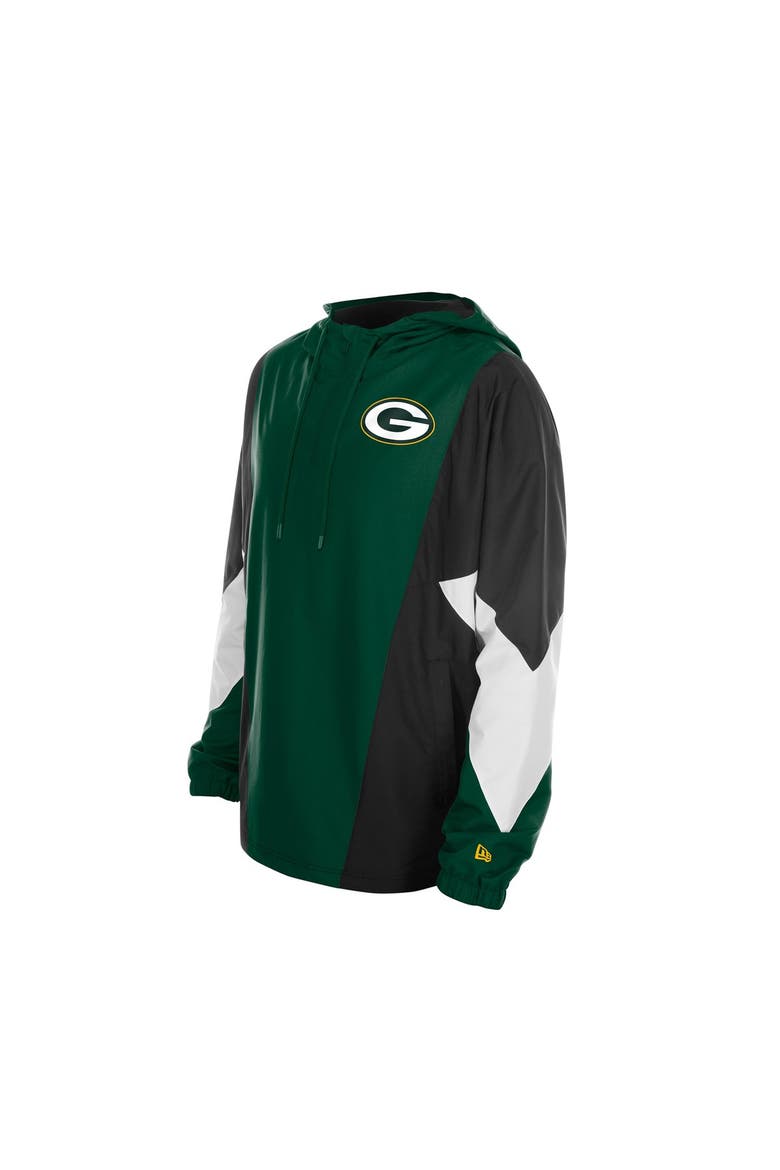 Men's New Era  Green Green Bay Packers Quarter-Zip Windbreaker Jacket, Alternate, color, Green