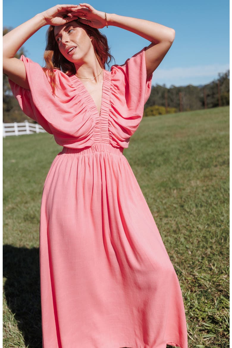 Gianna Puff Sleeve Maxi Dress, Alternate, color, PINK