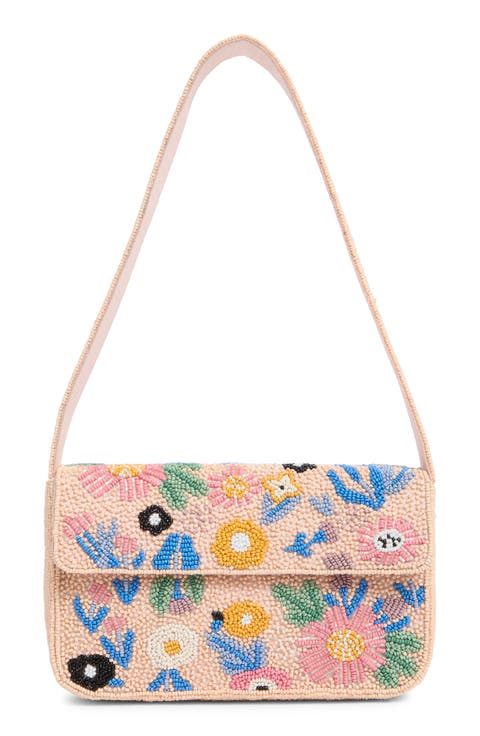 Floral Beaded Shoulder Bag