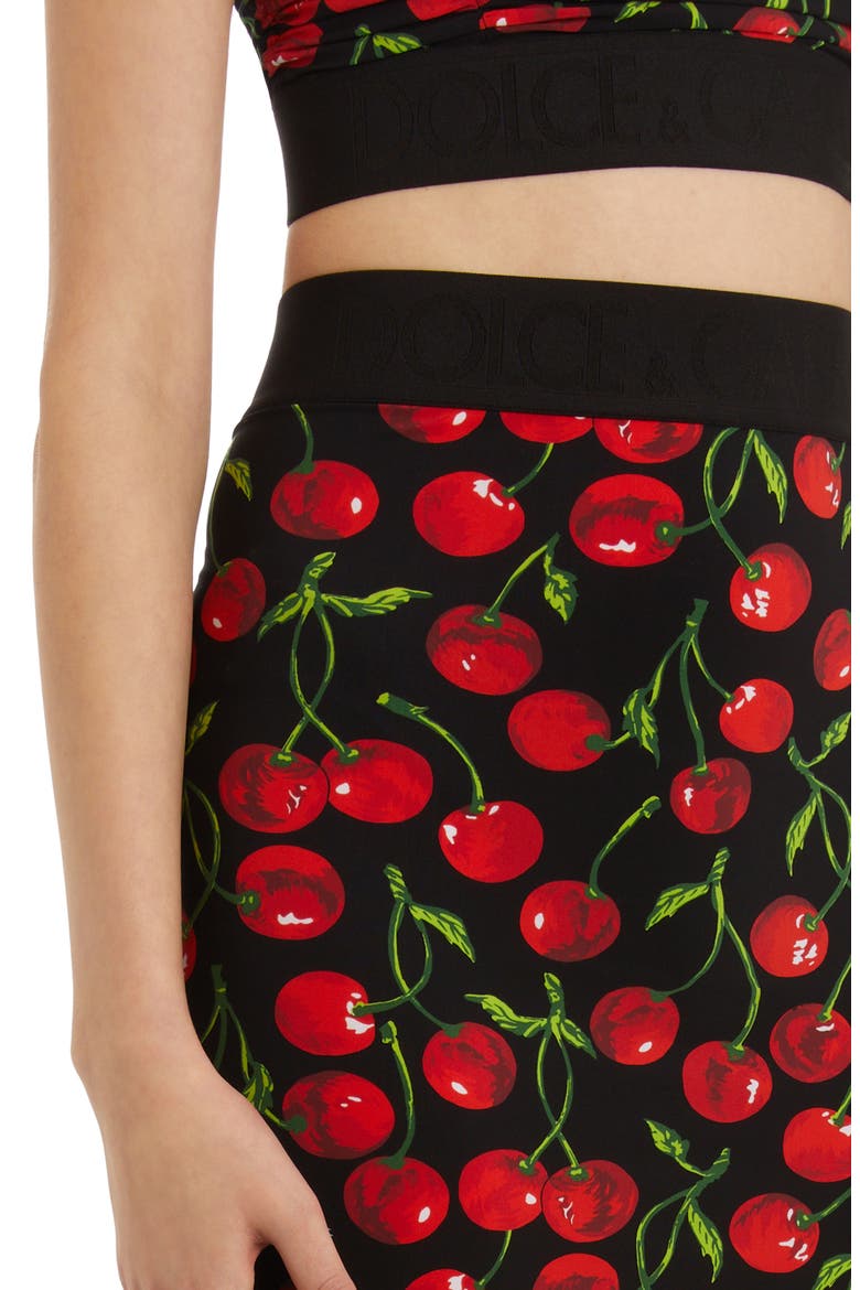 Cherry Print Column Skirt, Alternate, color, BLACK PRINT