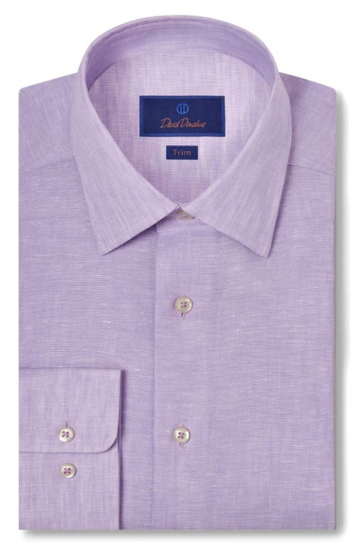 David Donahue Trim Fit Linen Solid Dress Shirt