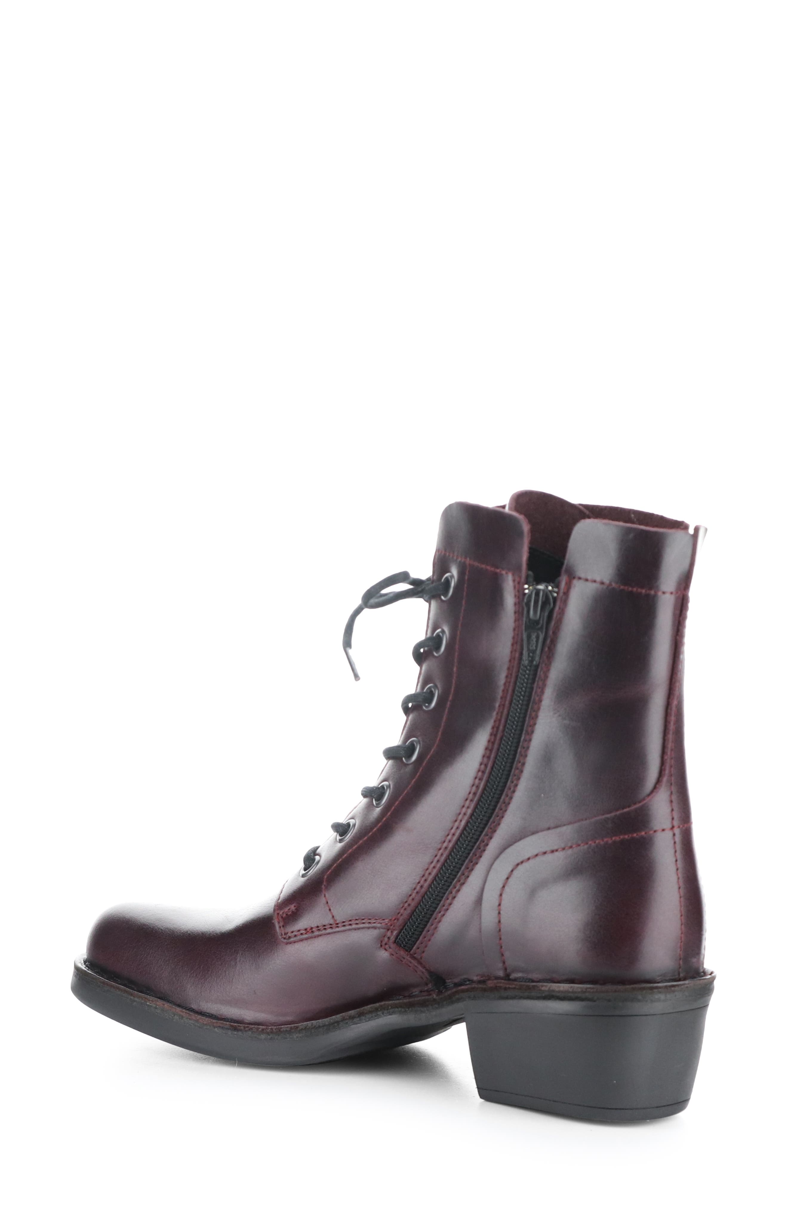 Milu Lace-Up Leather Boot, Alternate, color, WINE RUG