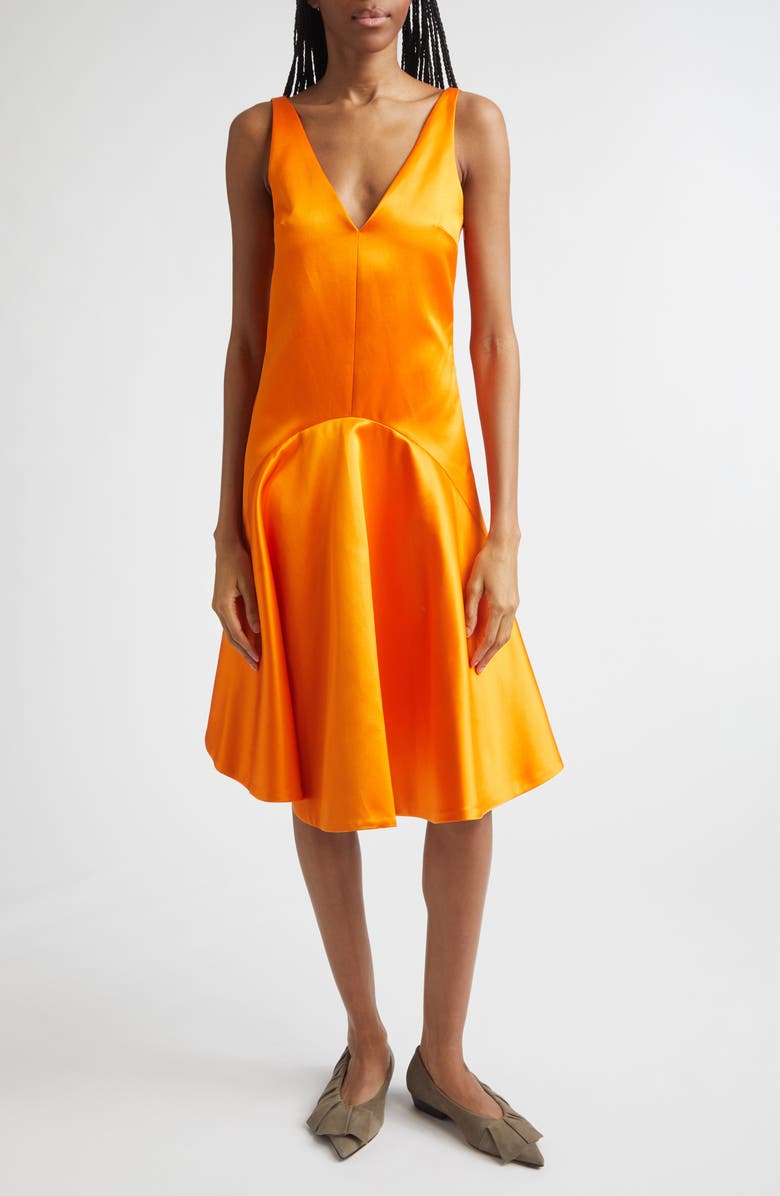 JW Anderson Draped Double Face Satin Dress, Main, color, Satsuma