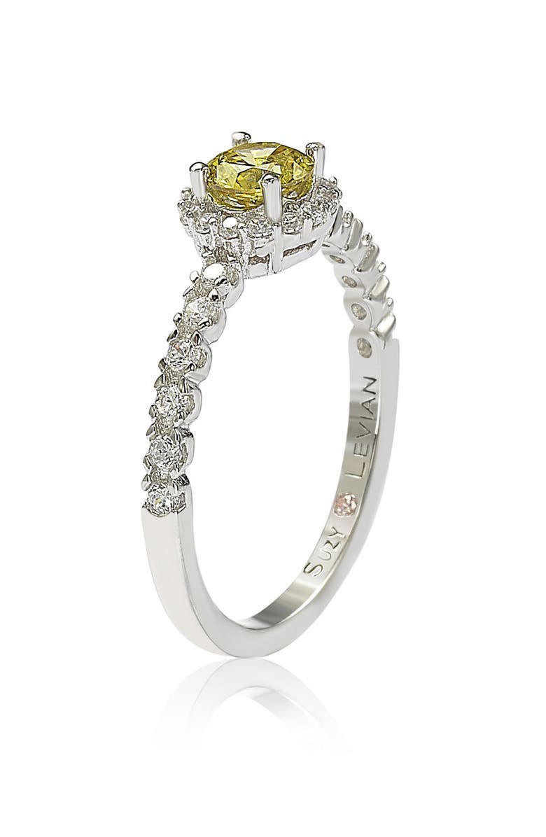 SUZY LEVIAN Halo Yellow Sapphire Bridal Ring, Alternate, color, Yellow