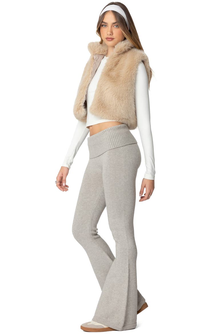 Cassandra Crop Faux Fur Vest, Alternate, color, TAN