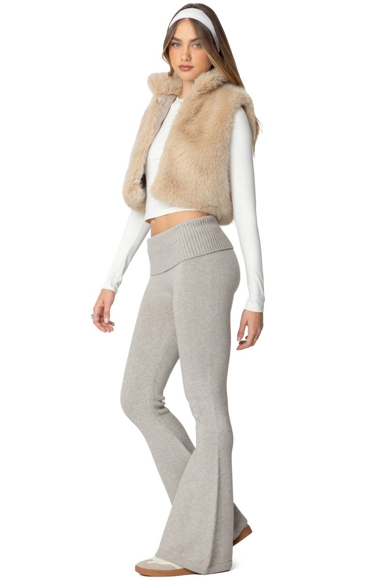 EDIKTED Cassandra Crop Faux Fur Vest, Alternate, color, Tan