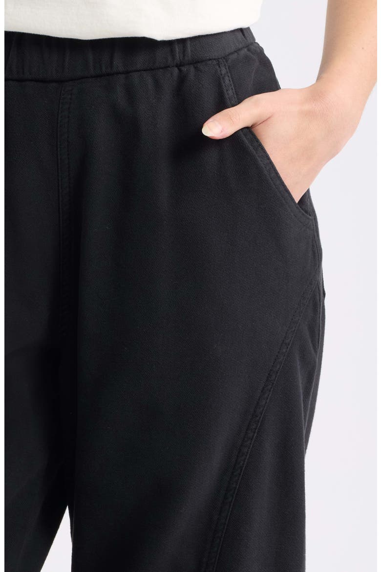 Pull-On Barrel Leg Twill Pants, Alternate, color, BLACK