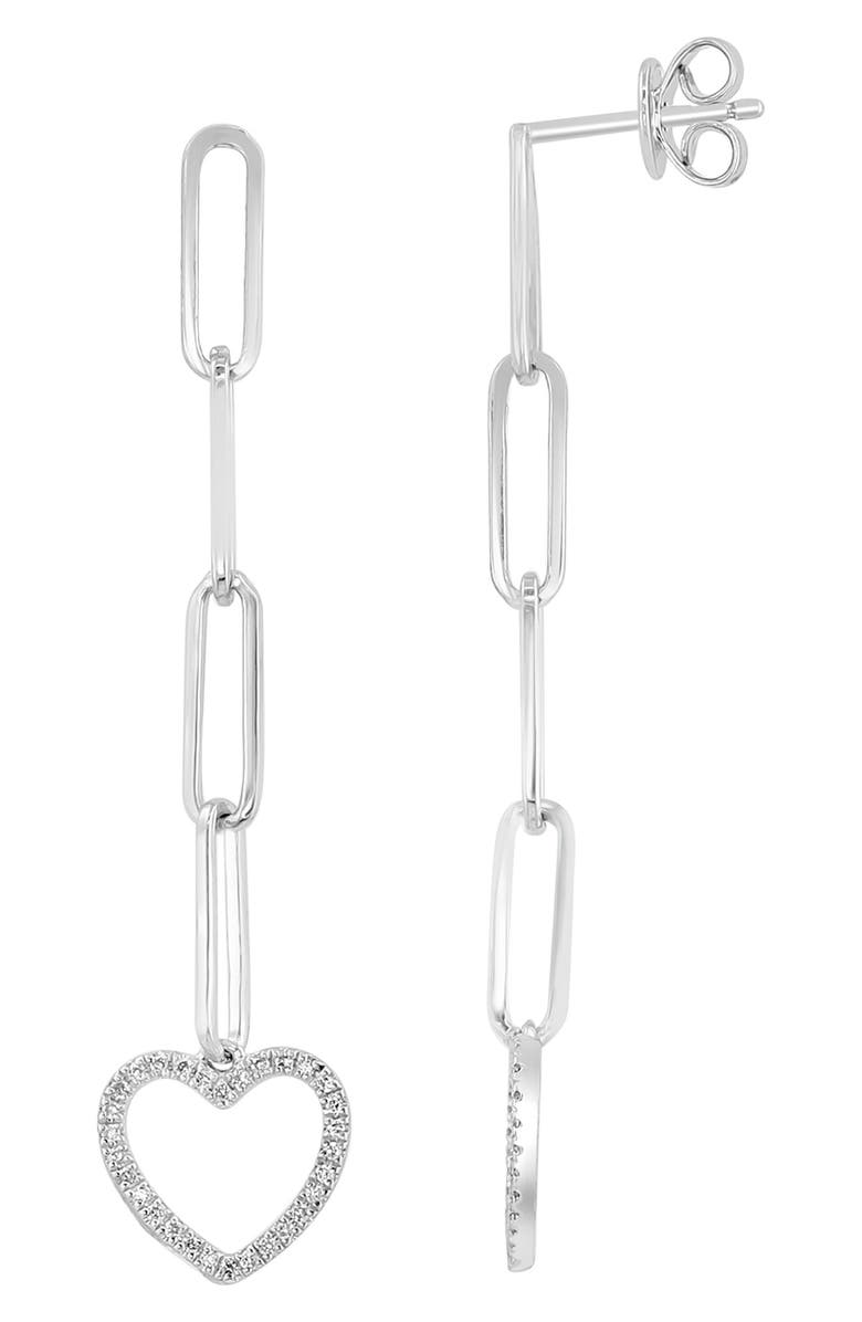 EFFY Sterling Silver Diamond Open Heart Drop Earrings - 0.17 ctw., Main, color, White