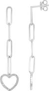 EFFY Sterling Silver Diamond Open Heart Drop Earrings - 0.17 ctw.