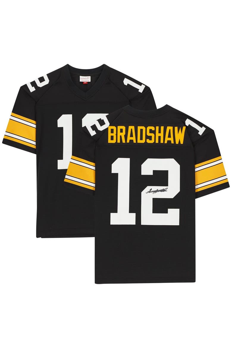 Terry Bradshaw Pittsburgh Steelers Autographed Mitchell & Ness Throwback Black Replica Jersey, Main, color, Black