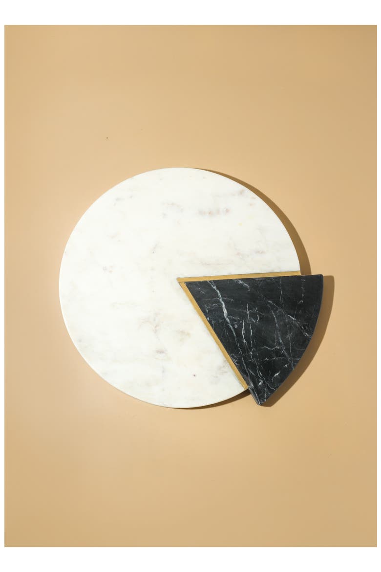 Noir Blanc Marble Circle Platter, Alternate, color, WHITE/ BLACK