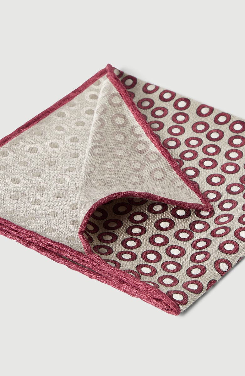 Brunello Cucinelli Spotted pattern silk pocket square, Alternate, color, Grey