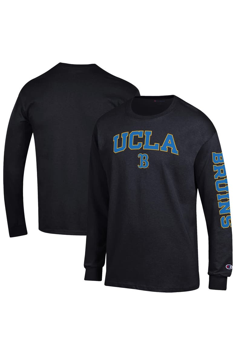 Men's Champion  Black UCLA Bruins Arch Over Logo 2-Hit Long Sleeve T-Shirt, Main, color, Black