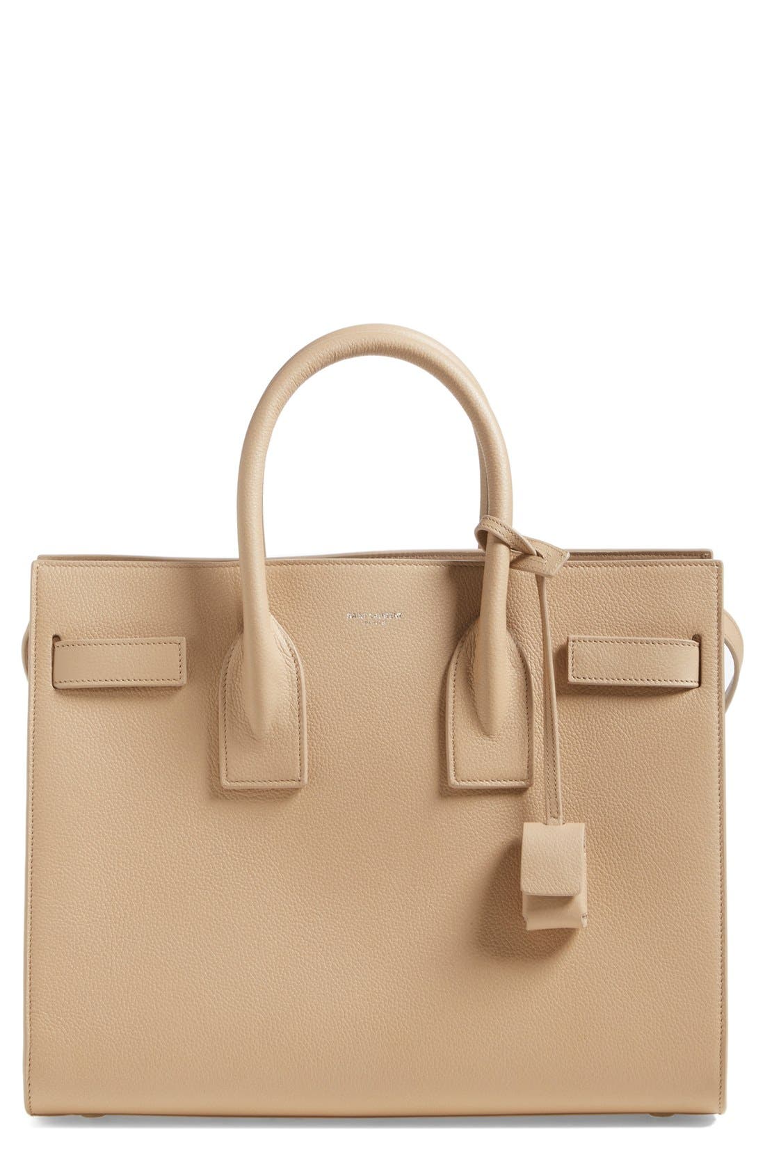 'Small Sac de Jour' Leather Tote, Main, color, DARK BEIGE