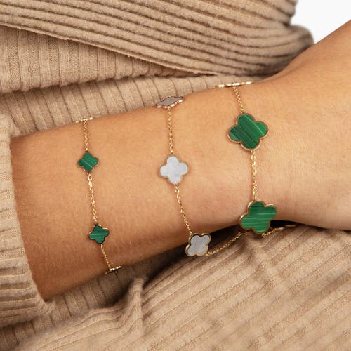 The Lovery Fine Jewelry Large Malachite Clover Bracelet In Green