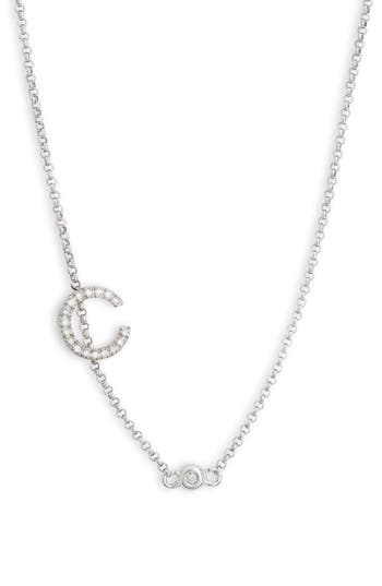 Meshmerise Diamond Initial Bezel Bracelet In White-c