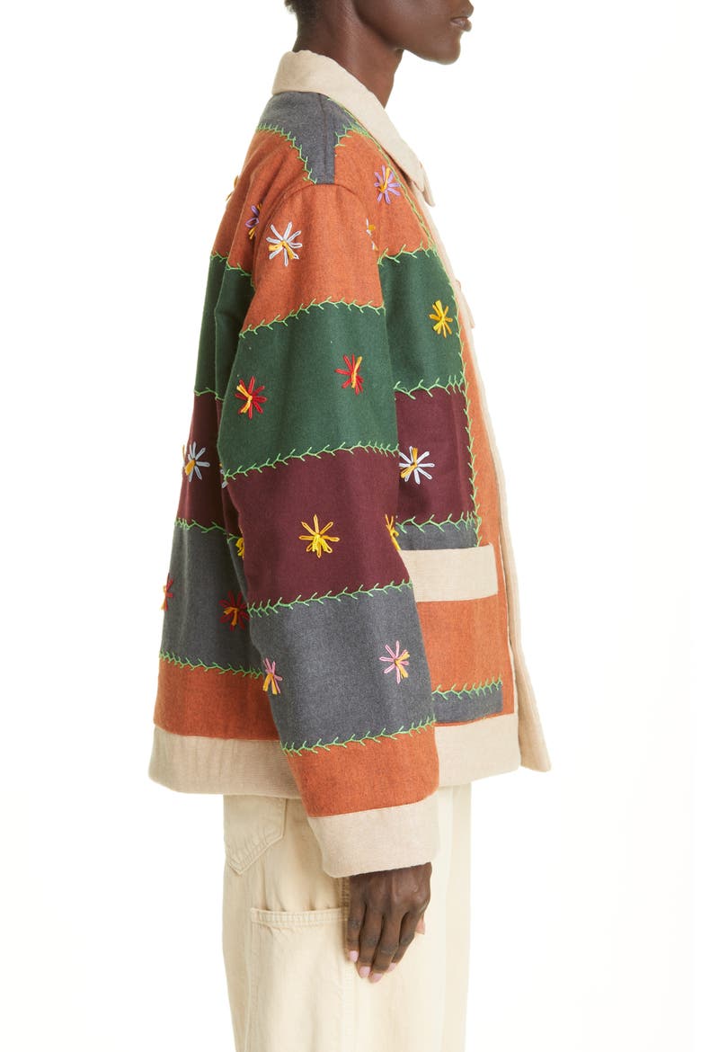 Embroidered Autumn Quilt Wool Blend Jacket, Alternate, color, MULTI