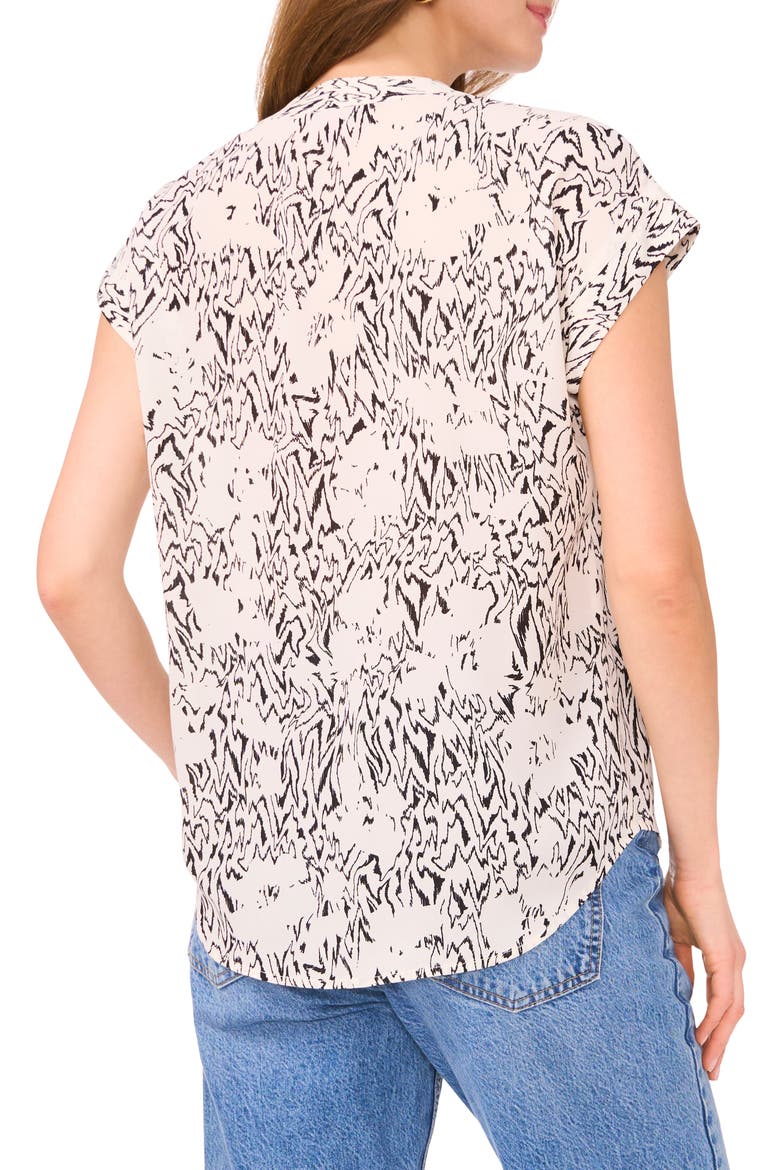 Abstract Print Short Sleeve Top, Alternate, color, NEW IVORY