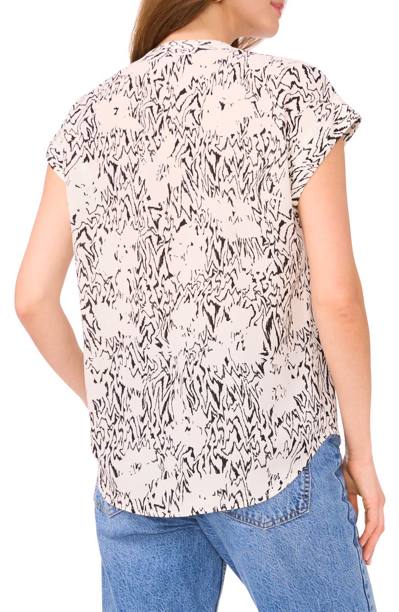 Vince Camuto Abstract Print Short Sleeve Top, Alternate, color, New Ivory