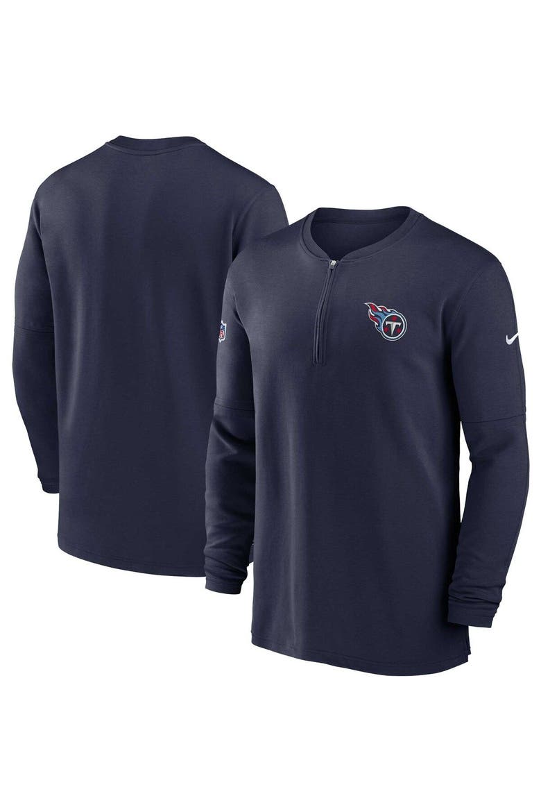Men's Nike  Navy Tennessee Titans 2023 Sideline Performance Long Sleeve Tri-Blend Quarter-Zip Top, Main, color, Navy