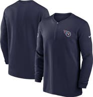 Nike Men's Nike Navy Tennessee Titans 2023 Sideline Performance Long Sleeve Tri-Blend Quarter-Zip Top
