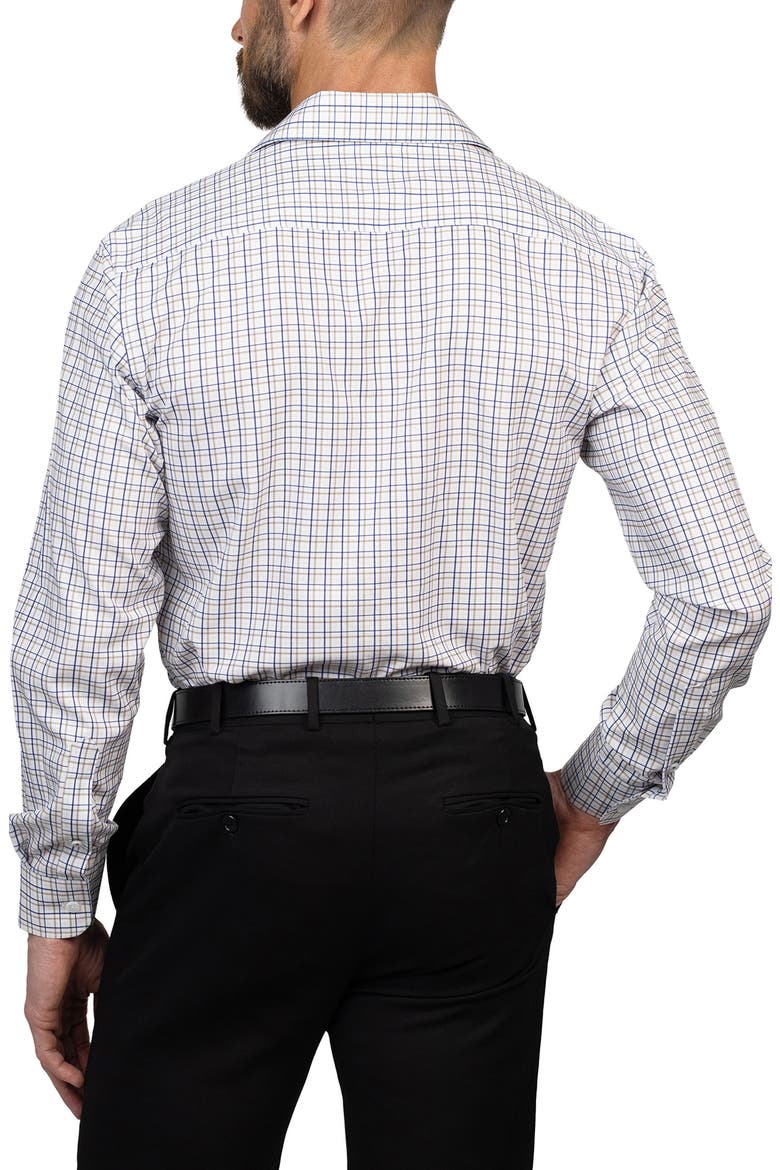Trim Fit Plaid Dress Shirt, Alternate, color, WHITE/MUSHROOM/NAVY