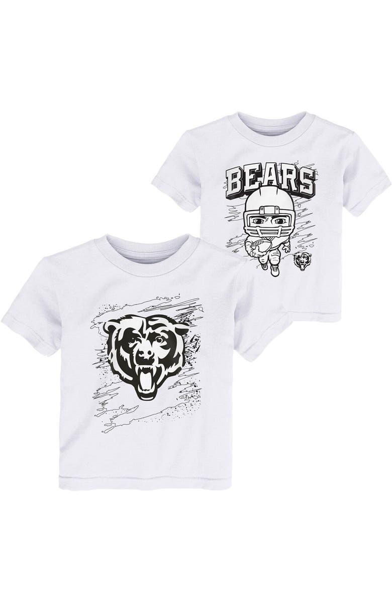 Outerstuff Toddler White Chicago Bears Coloring Activity Two-Pack T-Shirt Set, Main, color,