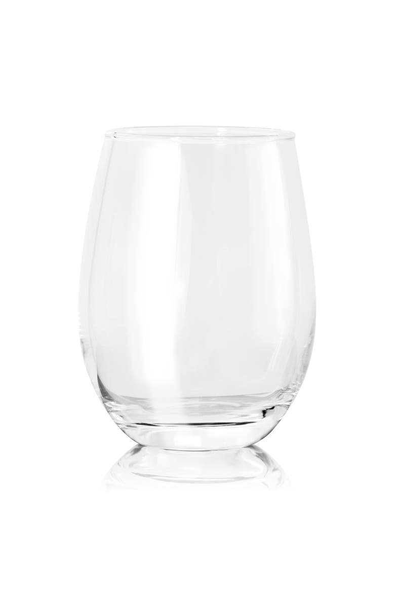 Belinni 4 Piece 18oz Classic Stemless Wine Glass Set, Alternate, color, Clear