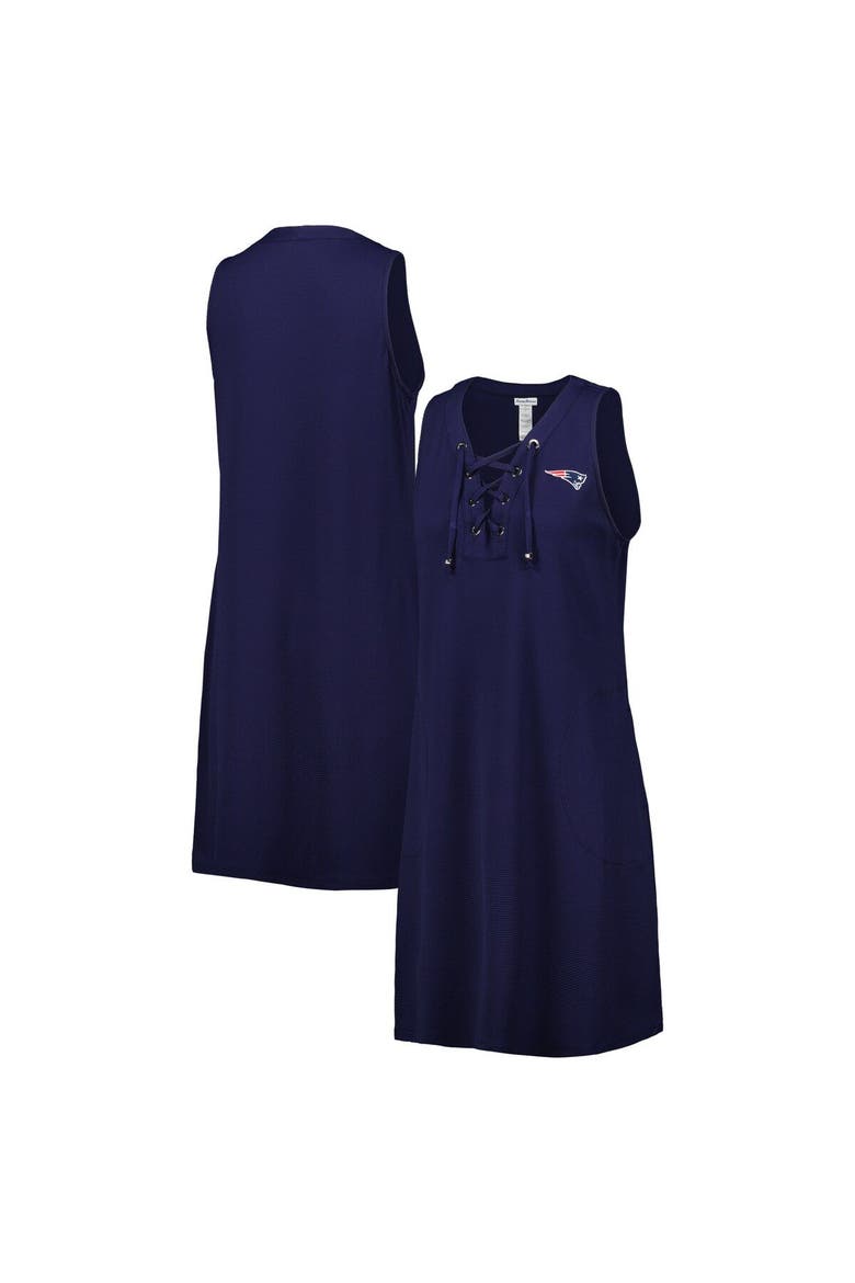 Women's Tommy Bahama Navy New England Patriots Island Cays Lace-Up Dress, Main, color, Navy