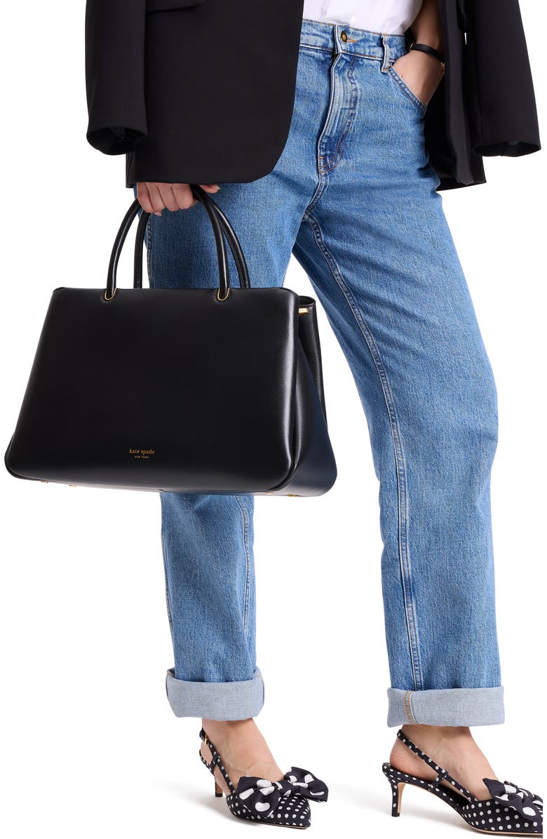 Kate Spade New York large grace fine grain leather satchel, Alternate, color,