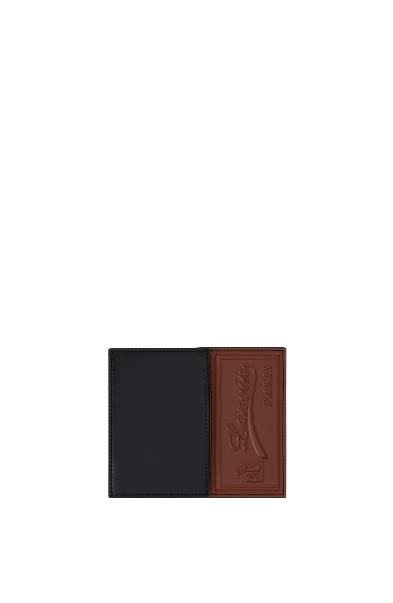 Lanvin Catch By Lanvin Two Fold Leather Card Holder, Alternate, color, Black/Cognac