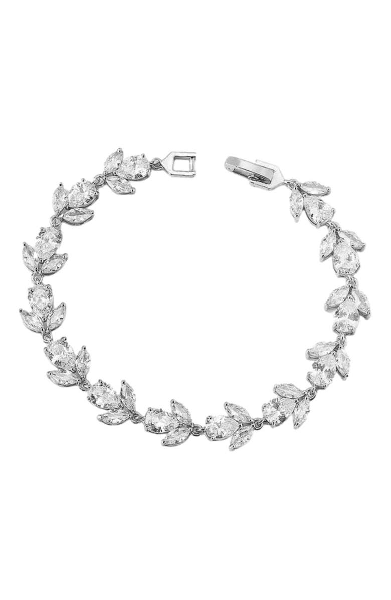 Hollywood Sensation Flower Blossom Cubic Zirconia Tennis Bracelet Marquise and Oval Cut, Main, color, 