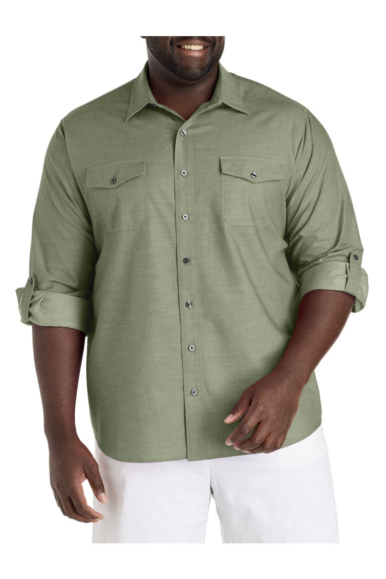 Big & Tall Slub Officer Sport Shirt, Main, color, FOUR LEAF CLOVER