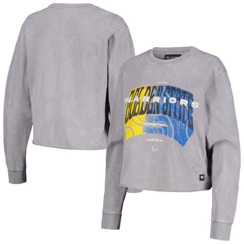 Women's The Wild Collective  Gray Golden State Warriors Band Cropped Long Sleeve T-Shirt