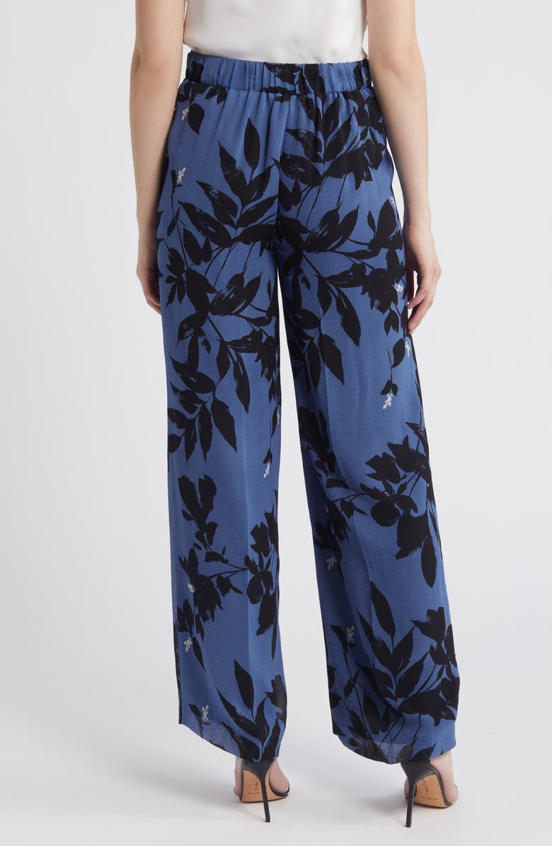 Anne Klein Floral Wide Leg Pants, Alternate, color, Blu Jay/ Anne Black Multi